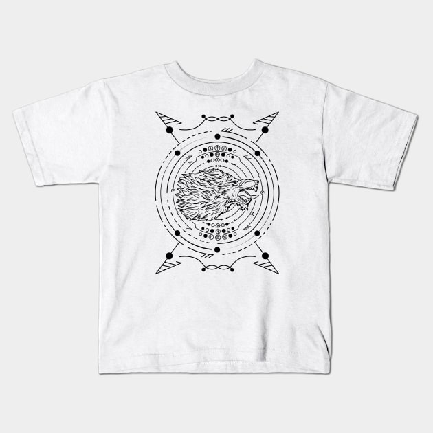 Fenrir | Norse Pagan Symbol Kids T-Shirt by CelestialStudio